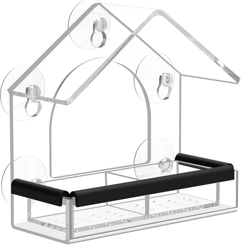 DY-SKTY Clear Window Bird Feeder with 5 Extra Strong Suction Cups, Sturdy Acrylic Bird Feeder for Wild Birds, Outdoor Birdhouse, Garden Decor, Bird Watching Gift - Image 1