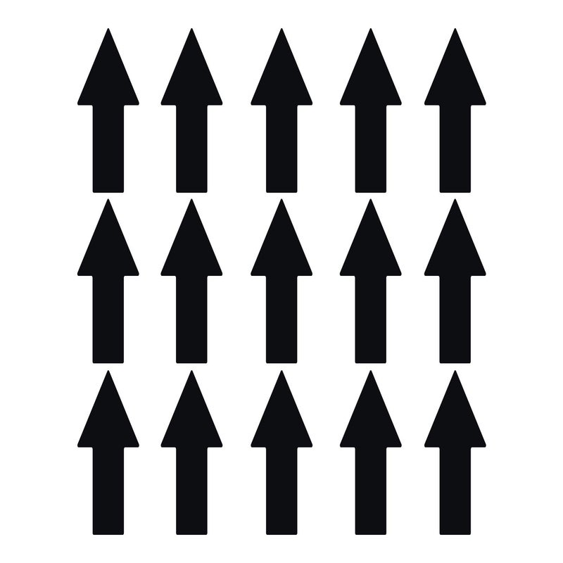 LiteMark Arrow Stickers Durable Gloss Black Decal - Ideal for Floors, Signs, Walls, Smooth Surfaces in Office, School, Warehouse, Industrial Setting (Pack of 15 Arrows)