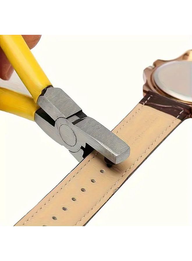 1pc Mini Strap Punch Pliers Heavy Duty Carbon Steel Adjustable Lever Crafting Tool - Image 5