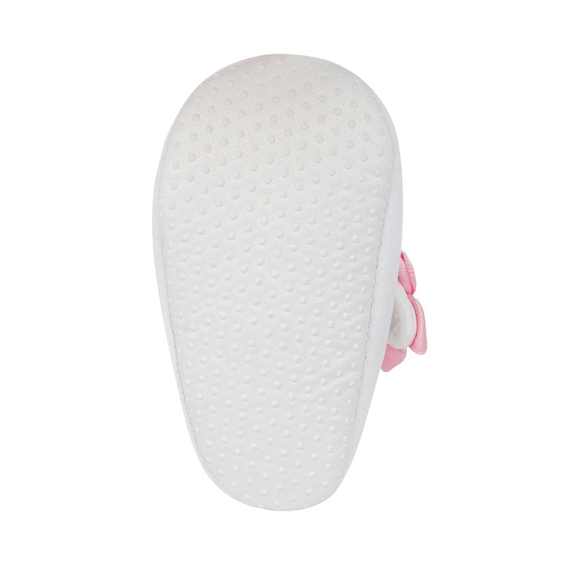 Rsmart Infant New Baby Toddlers Boys and Girls Cotton White Sandal Booties With Pink Flower Patch [RSM_19] - Image 5