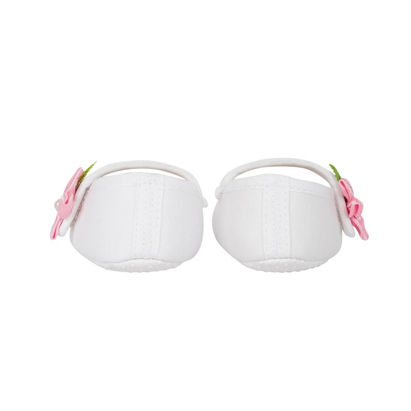 Rsmart Infant New Baby Toddlers Boys and Girls Cotton White Sandal Booties With Pink Flower Patch [RSM_19] - Image 3