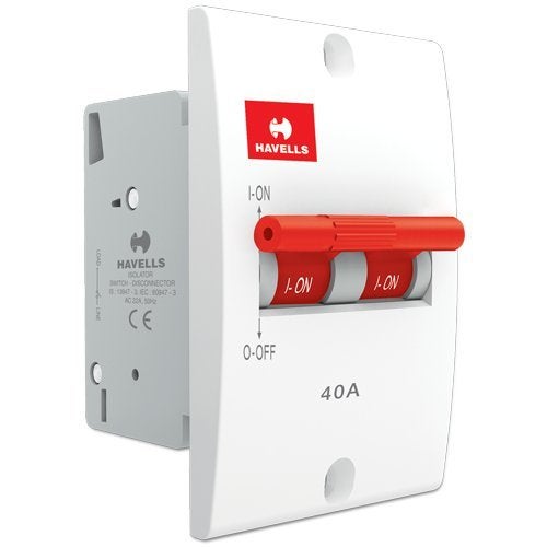 Havells DHMNIDPX040 PVC Plastic 40A DP Switch Disconnector Mini MCB (White) - Image 2
