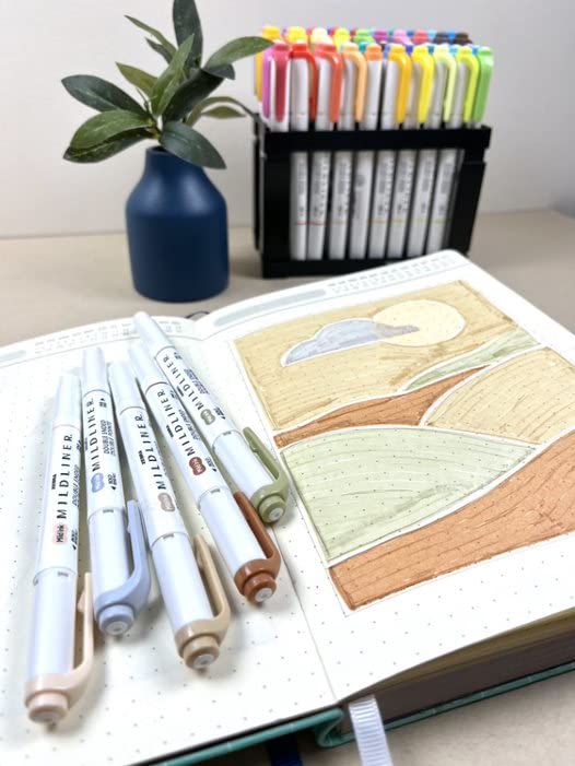 Zebra Pen مجموعة باليت محايد من قلم زيبرا، تشمل 8 أقلام تمييز Mildliner و2 قلم ClickArt، ألوان حبر محايدة عتيقة متنوعة بدون تسرب، 10 قطع، رقم الموديل: 78601 - Image 3