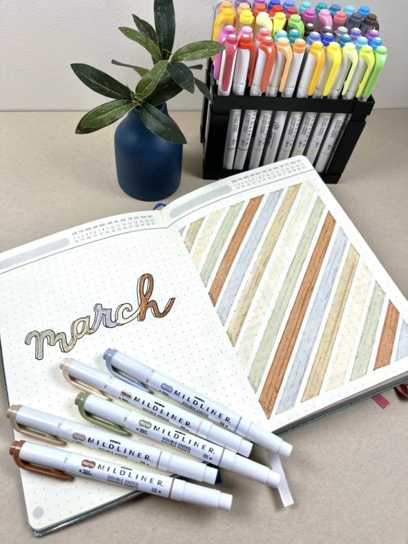 Zebra Pen مجموعة باليت محايد من قلم زيبرا، تشمل 8 أقلام تمييز Mildliner و2 قلم ClickArt، ألوان حبر محايدة عتيقة متنوعة بدون تسرب، 10 قطع، رقم الموديل: 78601 - Image 2