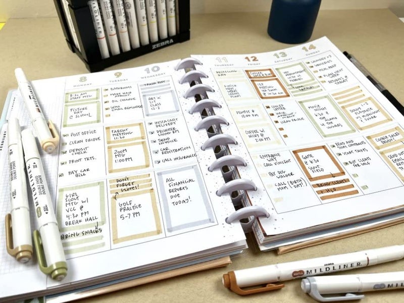 Zebra Pen مجموعة باليت محايد من قلم زيبرا، تشمل 8 أقلام تمييز Mildliner و2 قلم ClickArt، ألوان حبر محايدة عتيقة متنوعة بدون تسرب، 10 قطع، رقم الموديل: 78601 - Image 5