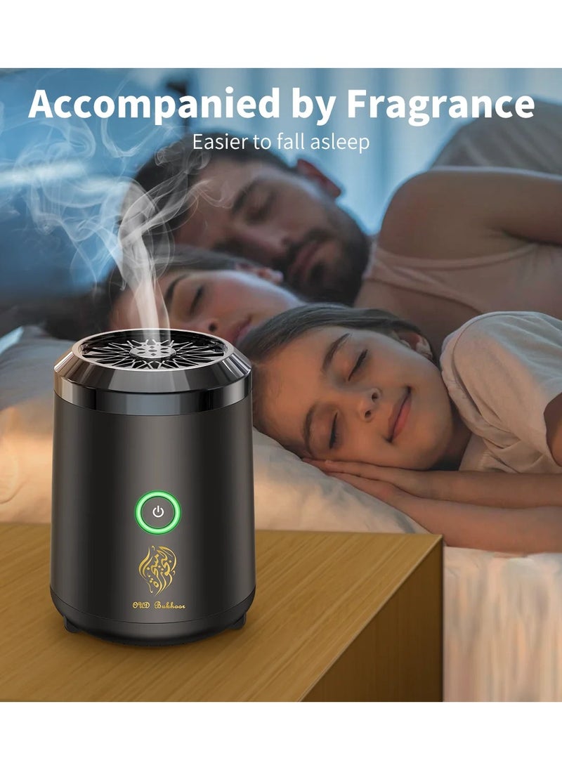 عود بخور موزع البخور الكهربائي بنموذج Oud Bukhoor BK18 - حامل عطور محمول يعمل باليو إس بي للمنزل والسيارة والسفر  - Image 4