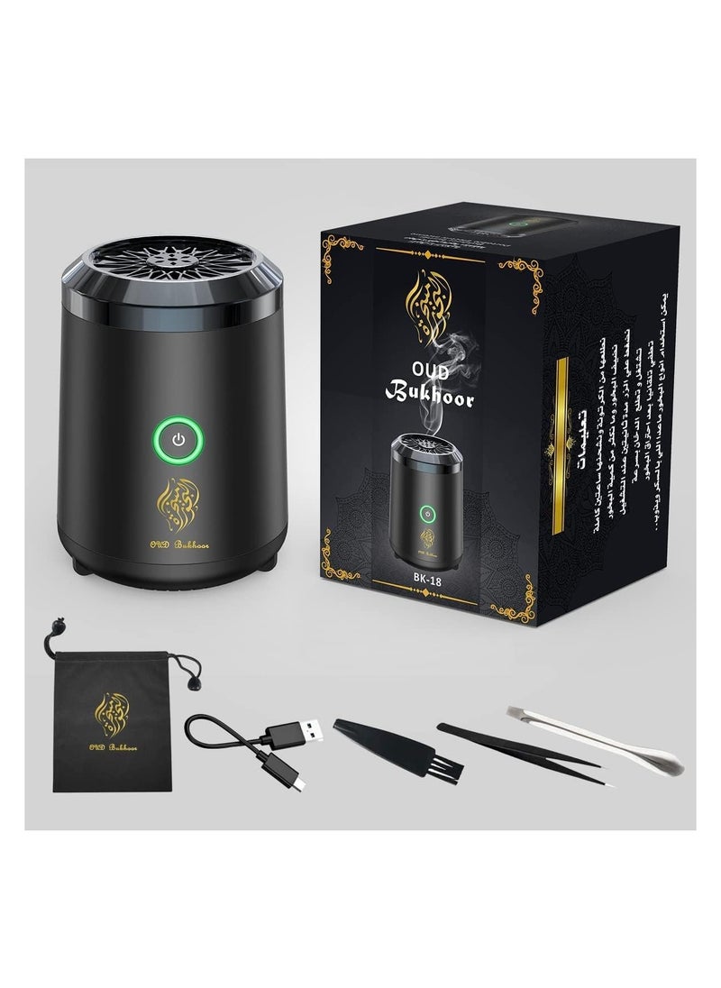 عود بخور موزع البخور الكهربائي بنموذج Oud Bukhoor BK18 - حامل عطور محمول يعمل باليو إس بي للمنزل والسيارة والسفر  - Image 3