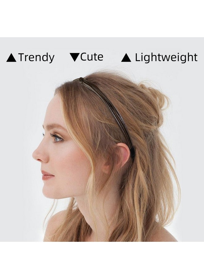 ووفوووفو 5 قطع من عصابات الرأس الجلدية الرقيقة للنساء، عصابات رأس معقودة لطيفة لشعر النساء عصابات رأس نسائية أنيقة باللون الأسود والبني والأبيض للفتيات إكسسوارات شعر نسائية - Image 4