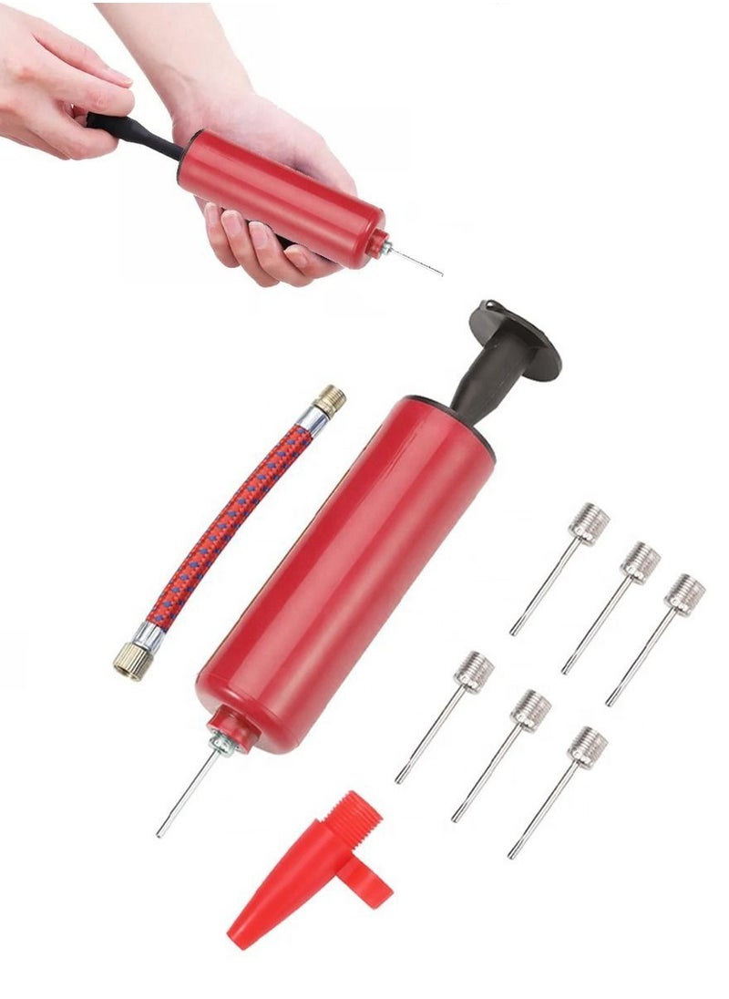 Generic Hand Inflator Air Pump for Football, Basketball Air Pump, For Volleyball, For Yoga Balls, For Swim Inflatables, For Balloons, It Includes 7 Pc Needles 1 Pc Valve Adapter and 1 Pc Air Hose  - Image 1