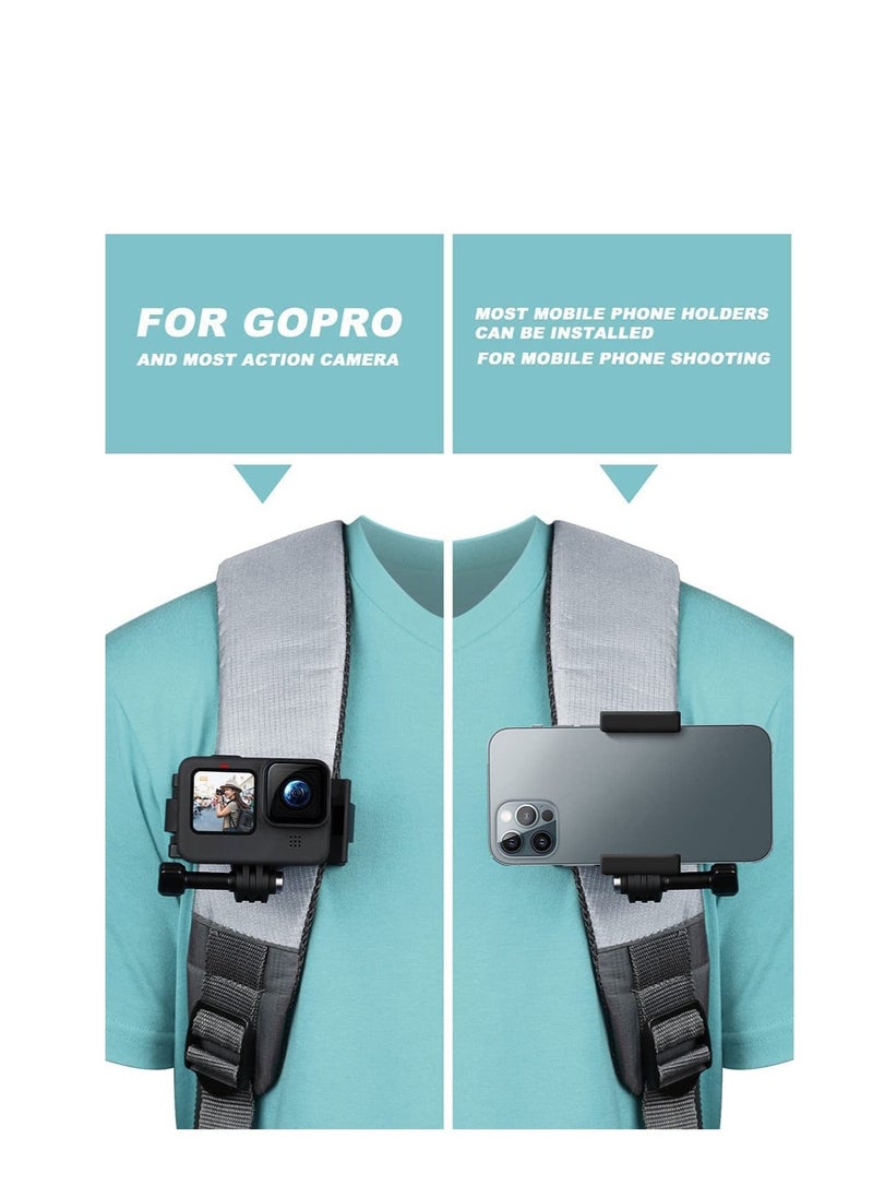 Y&D - Professional Mount for Backpack Strap Adjustable Camera Shoulder Compatible GoPro Hero 9 8 7 6 5 4 Black Session Insta 360 One R DJI Osmo Action and Most - Image 1