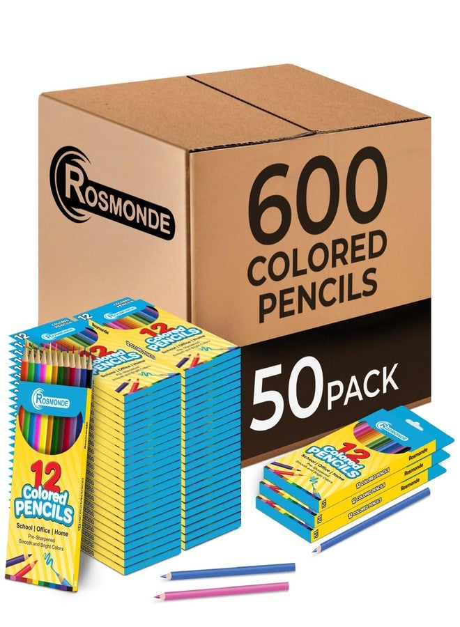 Rosmonde Colored Pencils Bulk, 50 Sets (600 Pencils), 12 Assorted Colors - Image 1