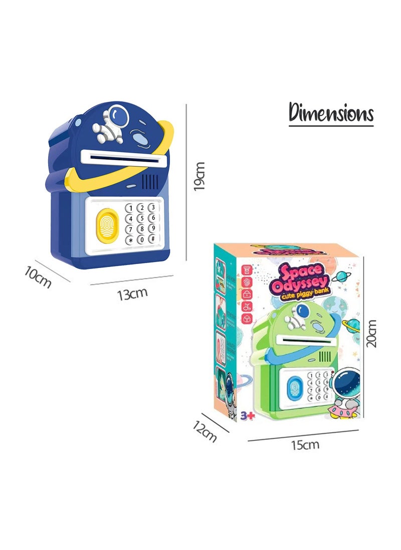 Little Story - Cute Piggy Bank With Fingerprint Lock & Music - Astronaut Blue - Image 1