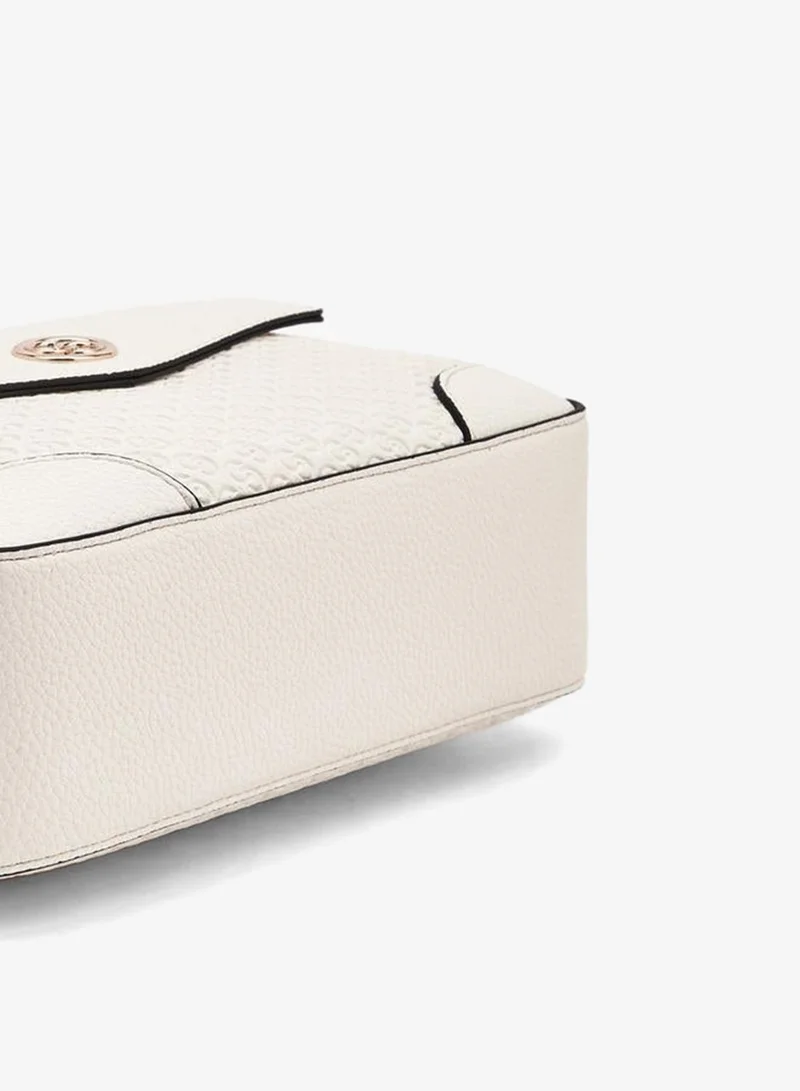 Celeste IVORY Monogram Embossed Crossbody Bag With Zip Closure for Women | Best Price UAE