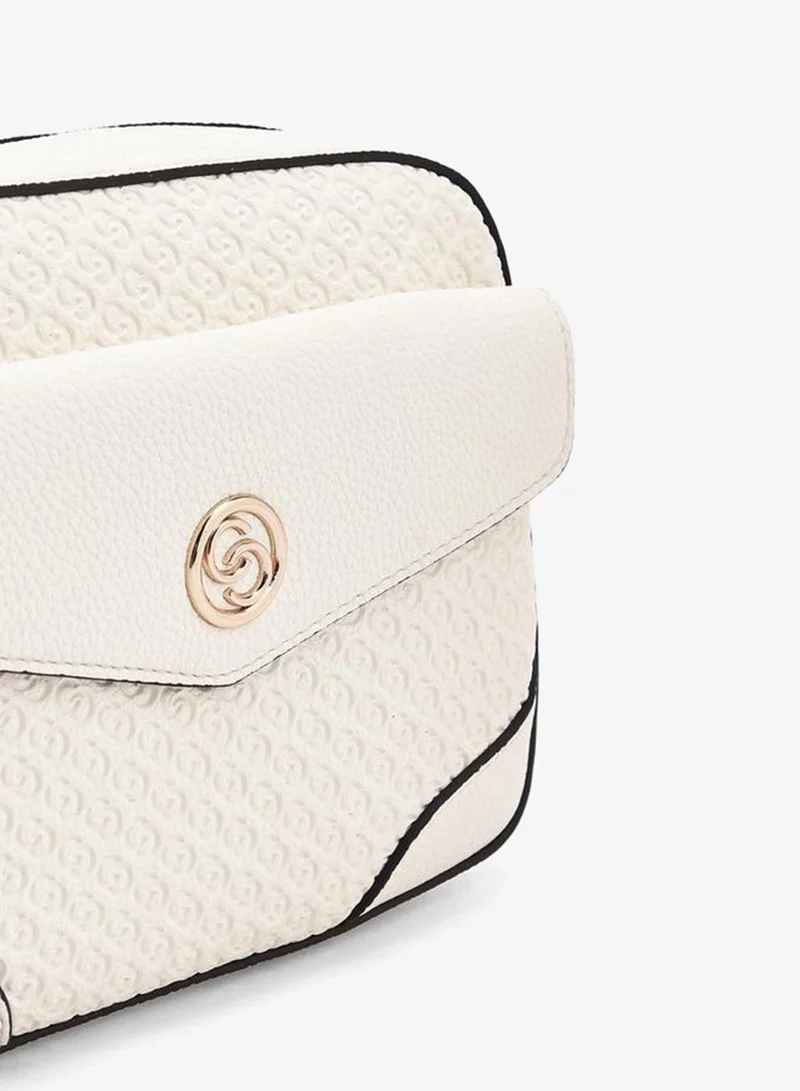 Celeste IVORY Monogram Embossed Crossbody Bag With Zip Closure for Women | Best Price UAE