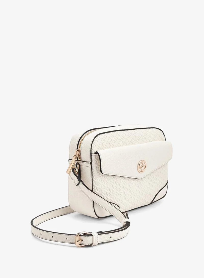 Celeste IVORY Monogram Embossed Crossbody Bag With Zip Closure for Women | Best Price UAE