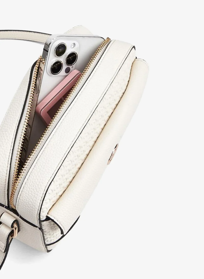 Celeste IVORY Monogram Embossed Crossbody Bag With Zip Closure for Women | Best Price UAE