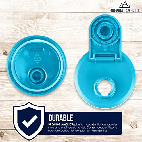 Brewing America Mason Jar Lids Wide Mouth Plastic 4 packUSA MadeFlip Cap Screw Top Pour Spout Drink Hole Leakproof for Kerr and Ball Canning Jars Airtight for Drinks to Go and Controlled Pouring MultiColor - Image 3