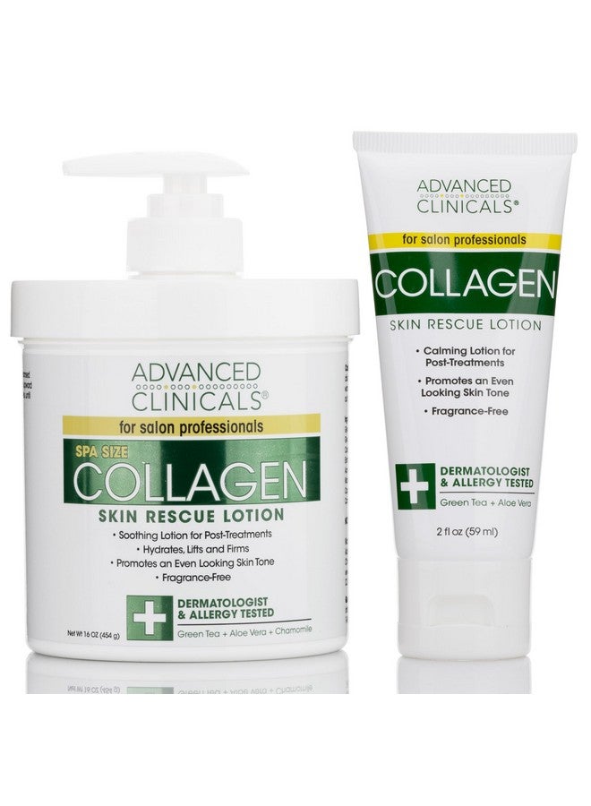 Advanced Clinicals Collagen Body Butter Moisturizer Lotion & Face Cream Dry Skin Rescue Collagen Lotion Skin Tightening Cream & Firming Lotion Body Skin Care Products 16Oz + 2Oz Travel Size - Image 1