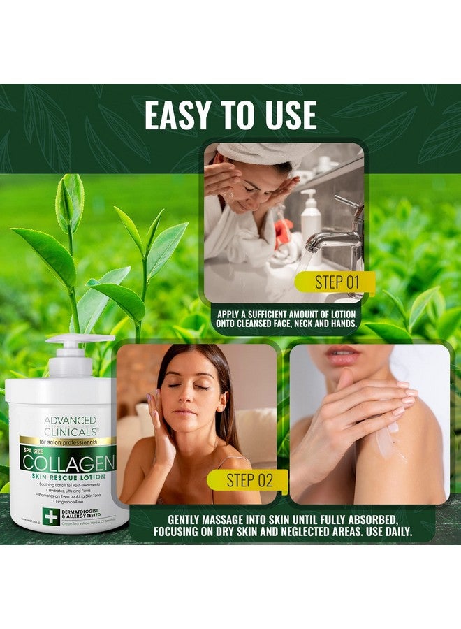 Advanced Clinicals Collagen Body Butter Moisturizer Lotion & Face Cream Dry Skin Rescue Collagen Lotion Skin Tightening Cream & Firming Lotion Body Skin Care Products 16Oz + 2Oz Travel Size - Image 5