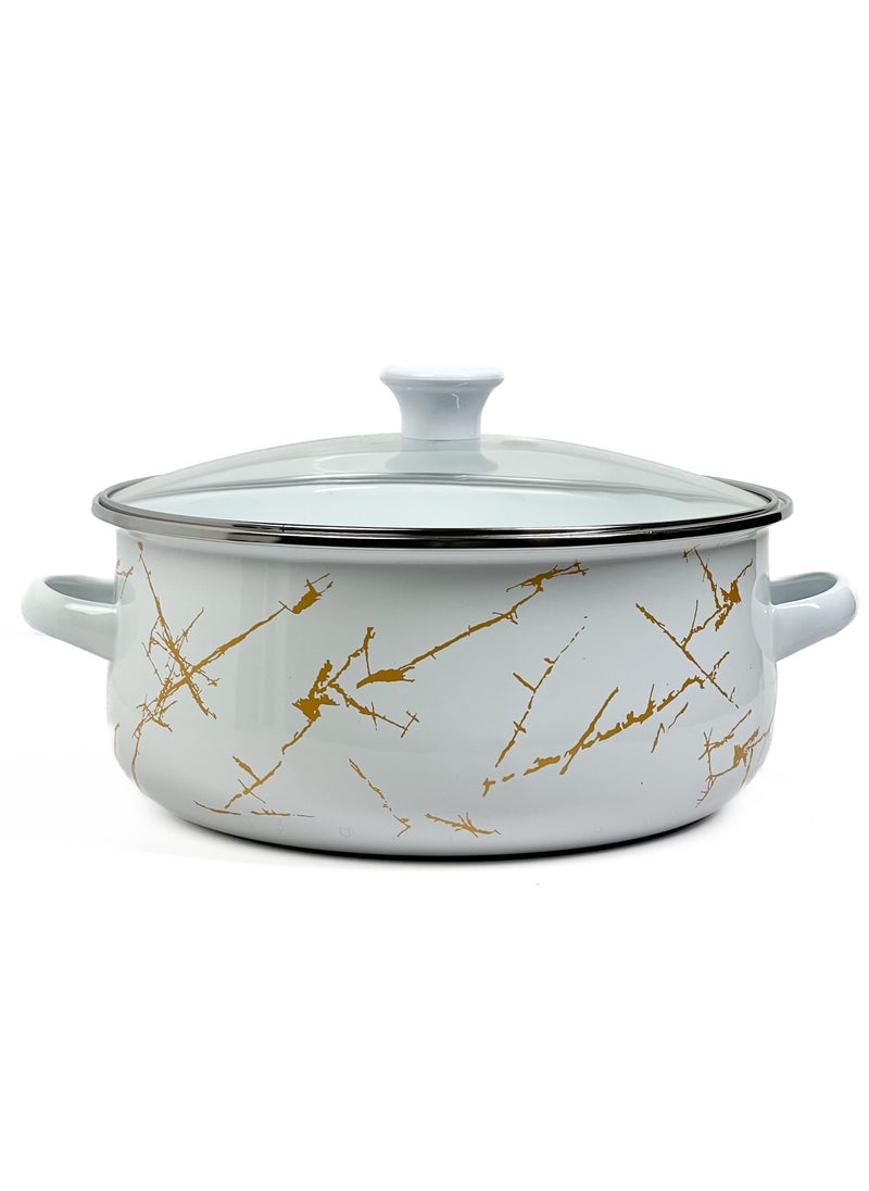 HTH - Set of 5 Enamel Cookware Pots with Lid Set Non Stick Coating with Stainless Steel Welt & Dual Handle Non Stick Enamel Dutch Oven for Bread Baking Cooking Soup Dutch Oven - Image 1