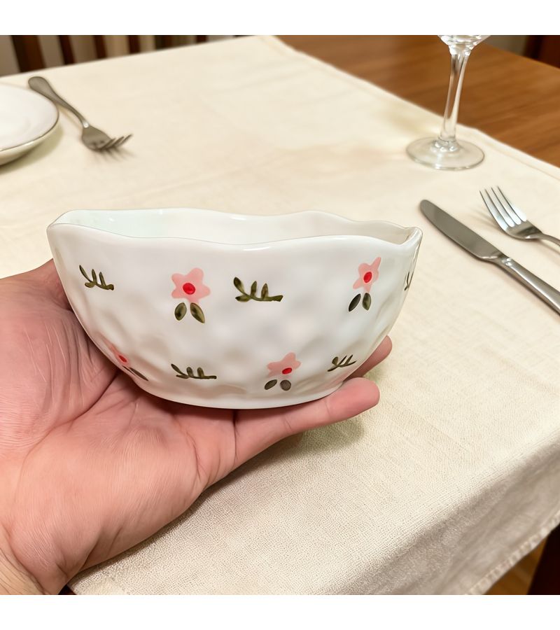 Hand Painted Irregular Ceramic Salad Bowl Bird Girly Heart Shaped Tableware Household Breakfast Dessert Yogurt Bowl Creative Rim Bowl - Image 1