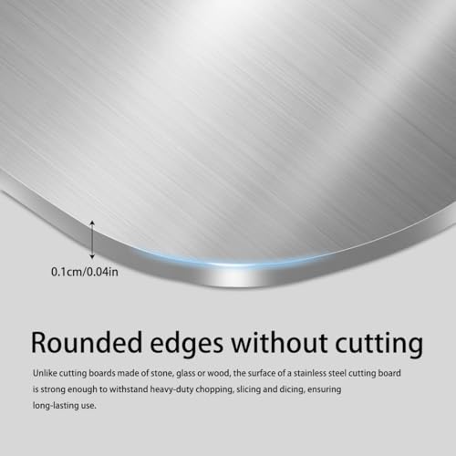 Vasukie 304 Stainless Steel Chopping Board for Kitchen | Non Slip| Rust Proof | Easy to use| Round Edge| Heavy Duty Chopping Board Vegetable, Meats Vegetable Chopper Board Safe Durable (32CM*21CM) - Image 3