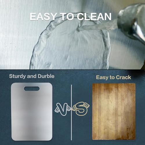 Vasukie 304 Stainless Steel Chopping Board for Kitchen | Non Slip| Rust Proof | Easy to use| Round Edge| Heavy Duty Chopping Board Vegetable, Meats Vegetable Chopper Board Safe Durable (32CM*21CM) - Image 5