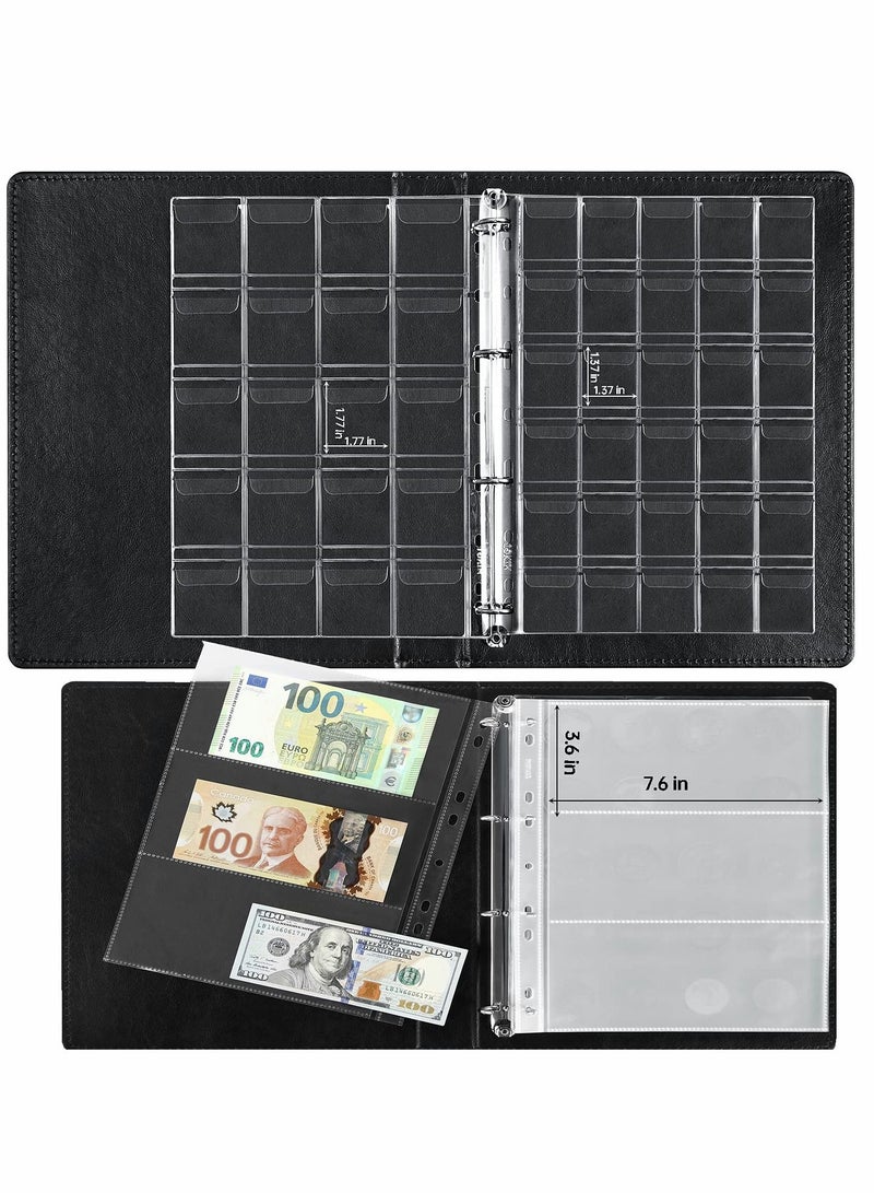Excefore Currency Coin Album, Holder, 370 Pockets and Collecting Binder, 120 Paper Money Stamp Page Album Supplies for Collectors - Image 2
