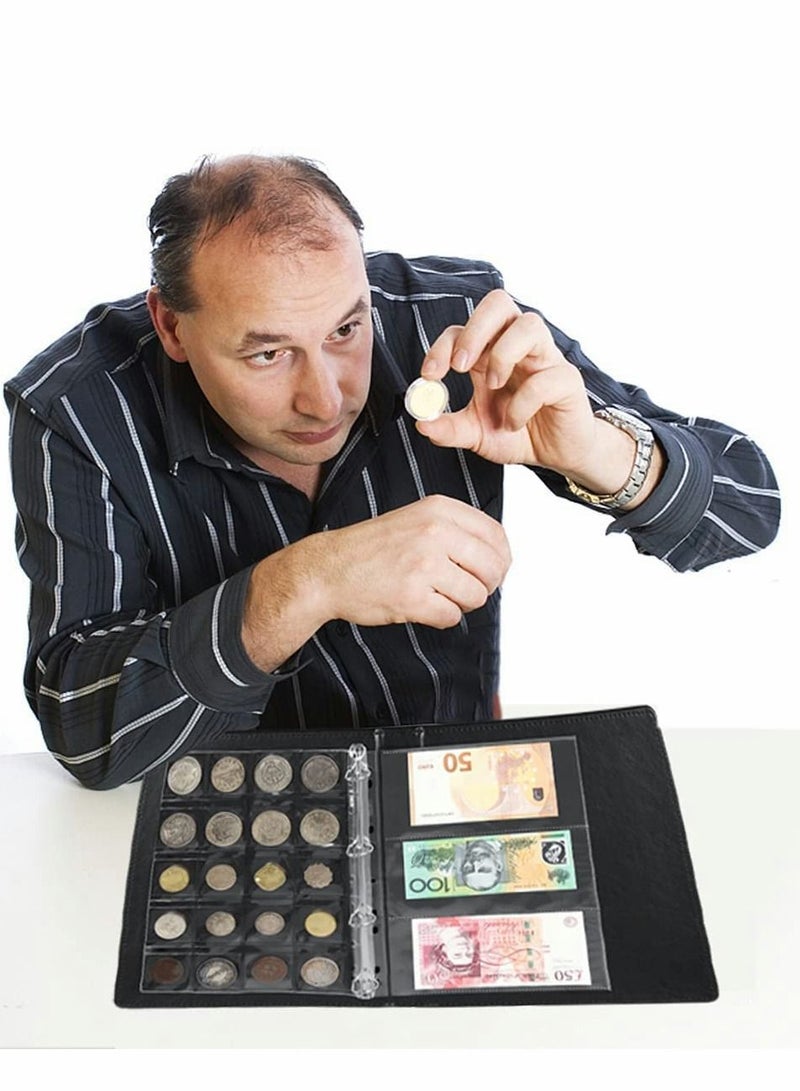 Excefore Currency Coin Album, Holder, 370 Pockets and Collecting Binder, 120 Paper Money Stamp Page Album Supplies for Collectors - Image 5