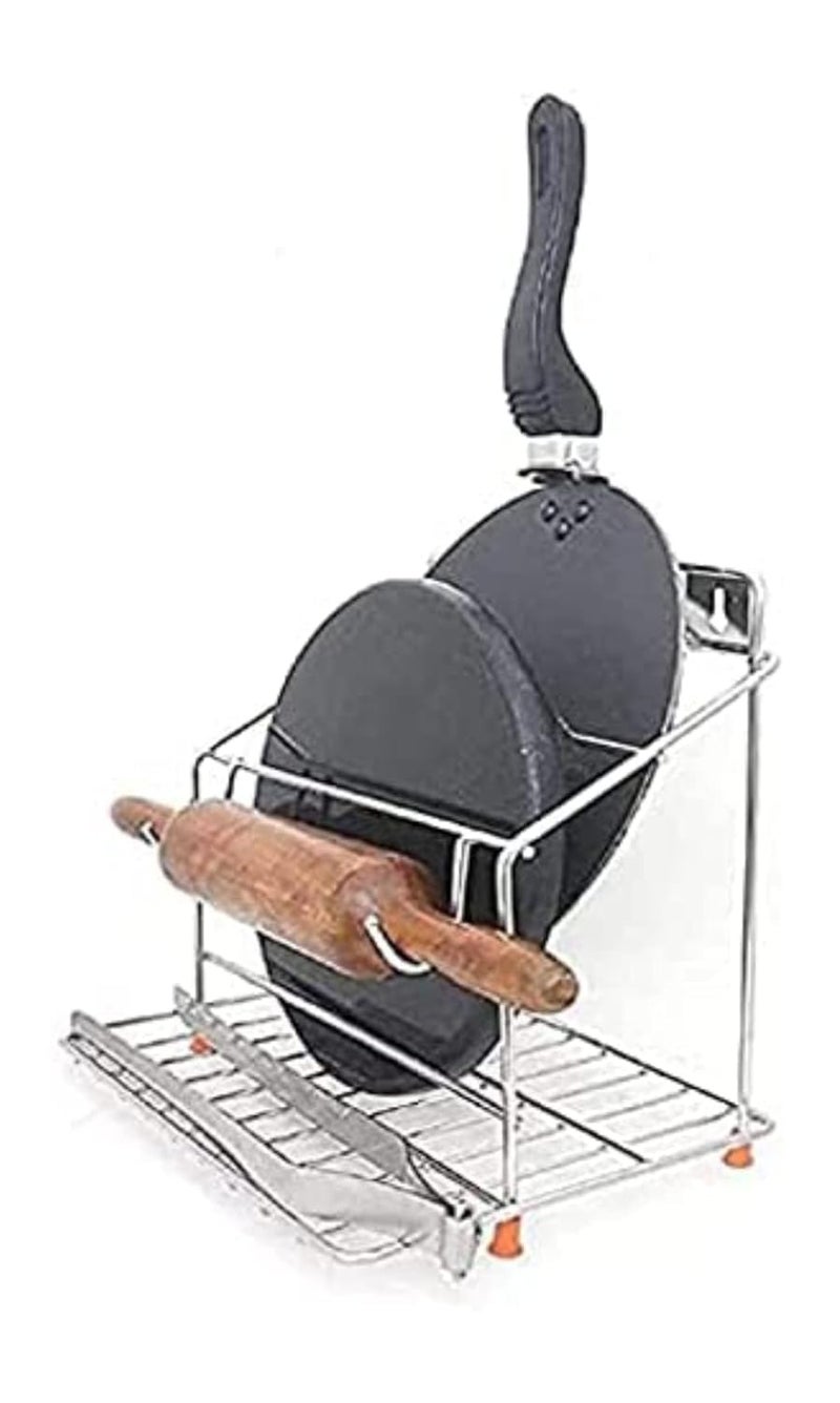 CR18 COLLECTION THIS is a combo prodcut tawa chakla stand or 12 cup holder stand COMBO Chakla Belan and Tawa Stand for Kitchen - 100% Rust-Free Stainless Steel(combo) - Image 2