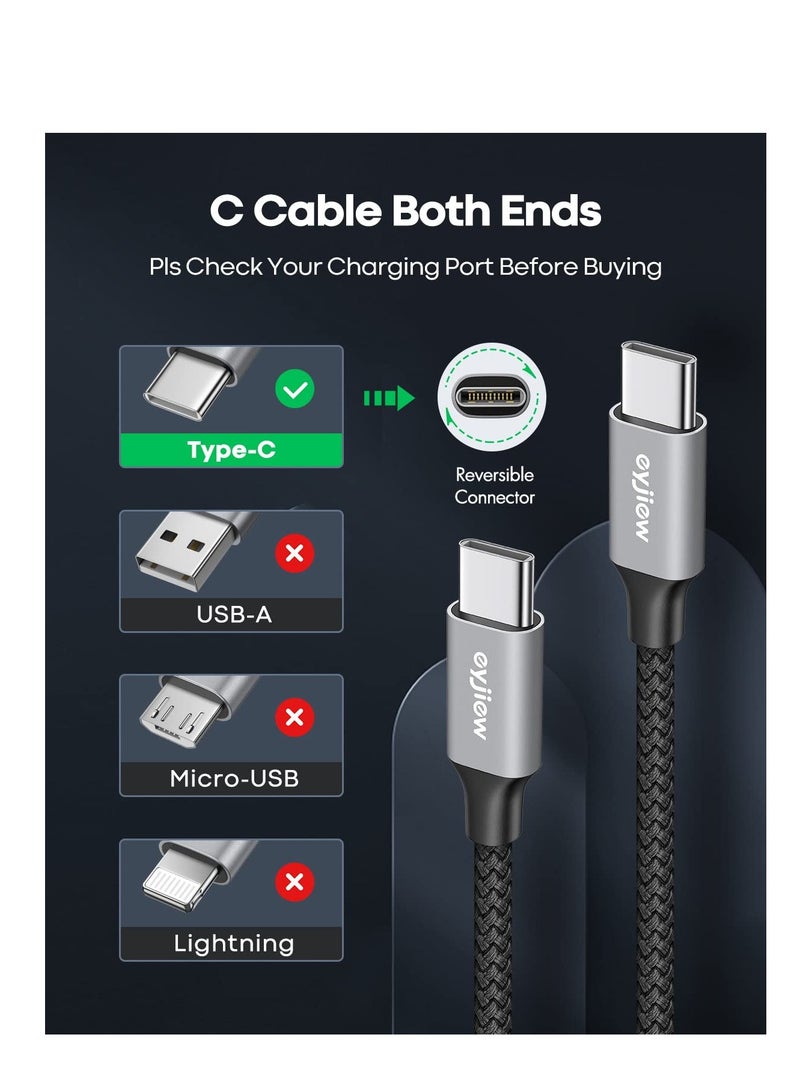 جيسوس كابل JSAUX® 100 وات/5 أمبير من النوع C إلى النوع C للشحن السريع، كابل مضفر من USB C إلى USB C بطول 9.8 قدم/3 متر - Image 2
