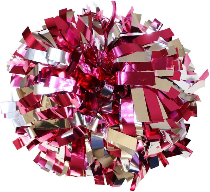 Danzcue 6 Inches Metallic Cheerleading Pom Pom with Baton Handle Pack of 2 - Image 1