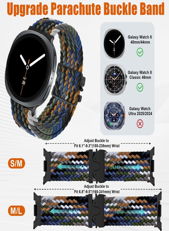 ZOOROO Braided Band Compatible with Samsung Galaxy Watch 8 40mm 44mm/ 8 Classic 46mm, Adjustable Parachute Buckle Stretchy Nylon Sport Strap for Men Women, S/M (Not for Galaxy Watch Ultra) - Image 2