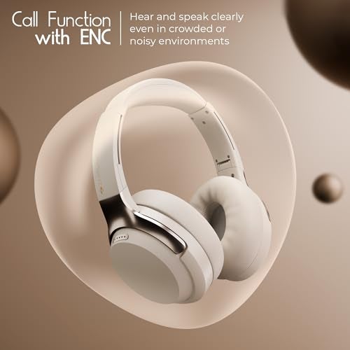 ZEBRONICS Duke (2026 Upgrade) Wireless Headphone, BT v5.3, Upto 60 hrs Playback, 40mm Drivers, Deep Bass, ENC, Gaming Mode, Dual Pairing, LED Lights, Media/Volume Control, Call Function (Beige) - Image 4