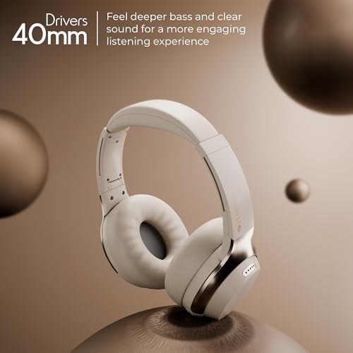 ZEBRONICS Duke (2026 Upgrade) Wireless Headphone, BT v5.3, Upto 60 hrs Playback, 40mm Drivers, Deep Bass, ENC, Gaming Mode, Dual Pairing, LED Lights, Media/Volume Control, Call Function (Beige) - Image 2