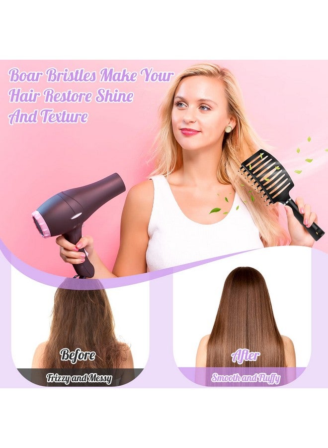URTHEONE Hair Brushdetangling Hairbrush Boar Bristle Hair Brushes For Women Men Kids Curly Thick Long Short Wet Or Dry Hair Curved Vented Detangler Brush For Faster Blow Drying (Black) - Image 3