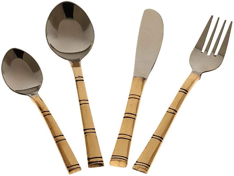 AIA India Stainless Steel Copper Traditional Dinner Thali Set Dinnerware Tableware 10 Pieces - Image 5