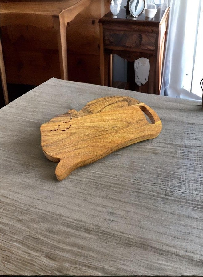 Affinity Decor Funny Cat Shaped Wood Cutting Board for Kitchen with Handle, 8"L x 15.25"W Decorative Funny Cat Charcuterie Serving Board, Cheese Serving Board, Solid Wood Board - Image 3
