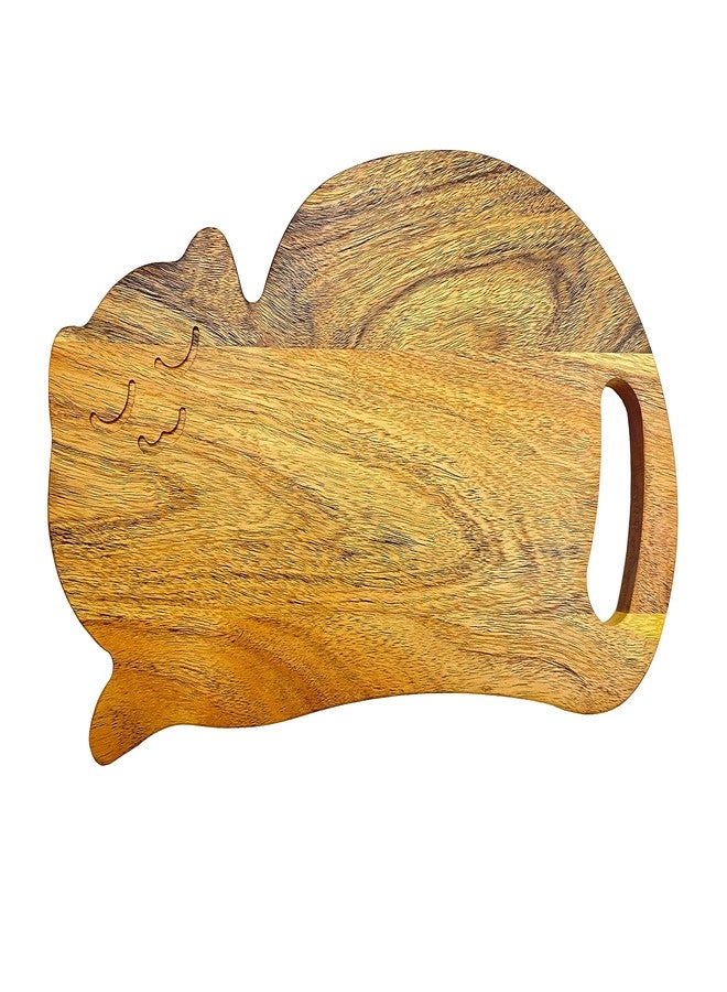 Affinity Decor Funny Cat Shaped Wood Cutting Board for Kitchen with Handle, 8"L x 15.25"W Decorative Funny Cat Charcuterie Serving Board, Cheese Serving Board, Solid Wood Board - Image 1