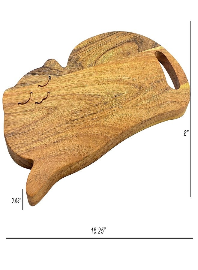 Affinity Decor Funny Cat Shaped Wood Cutting Board for Kitchen with Handle, 8"L x 15.25"W Decorative Funny Cat Charcuterie Serving Board, Cheese Serving Board, Solid Wood Board - Image 2