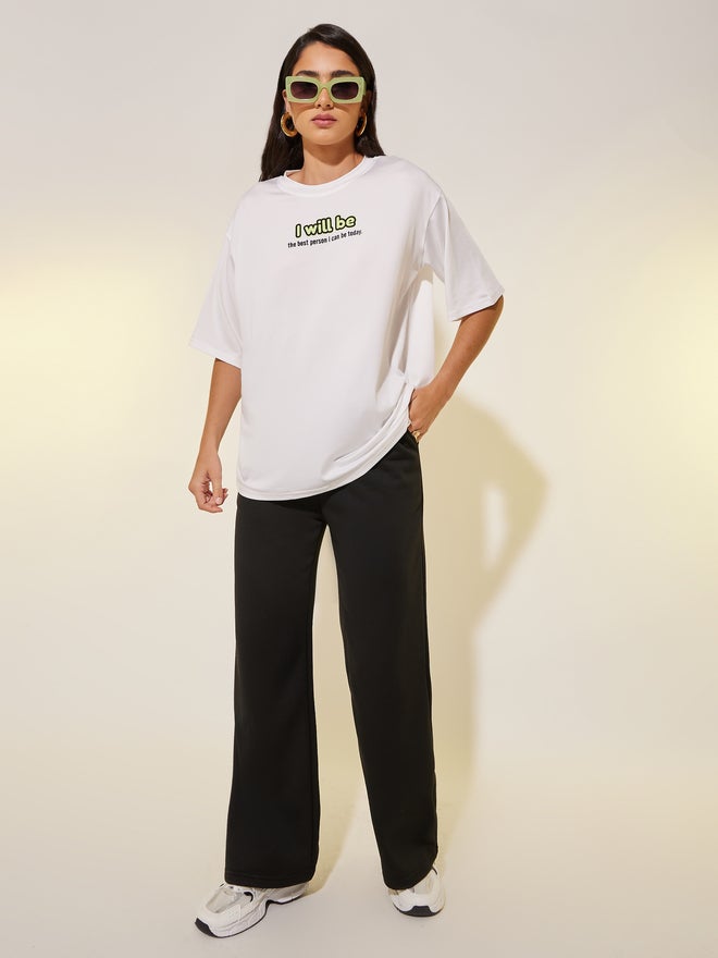 Styli Styli Round Neck Slogan Print T-Shirt  - Image 2