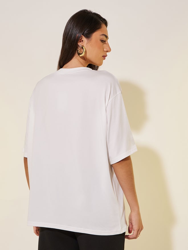Styli Styli Round Neck Slogan Print T-Shirt  - Image 5