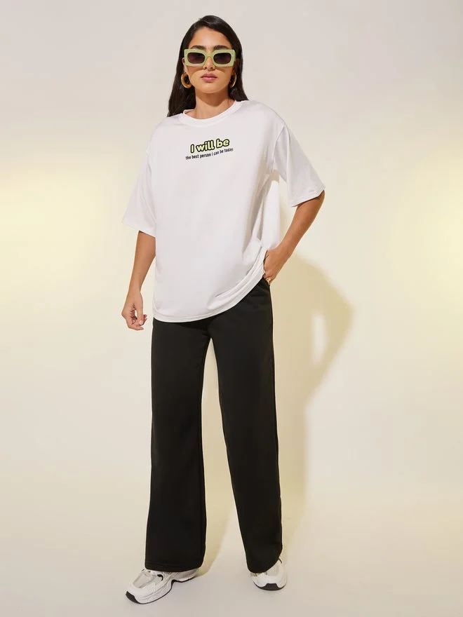 Take Two Round Neck Slogan Print T-Shirt