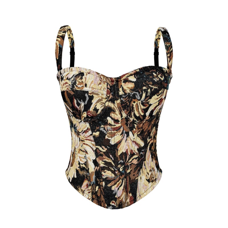 Women's Retro Corset Bustier Top with Padded Cups and Removable Straps - Image 4
