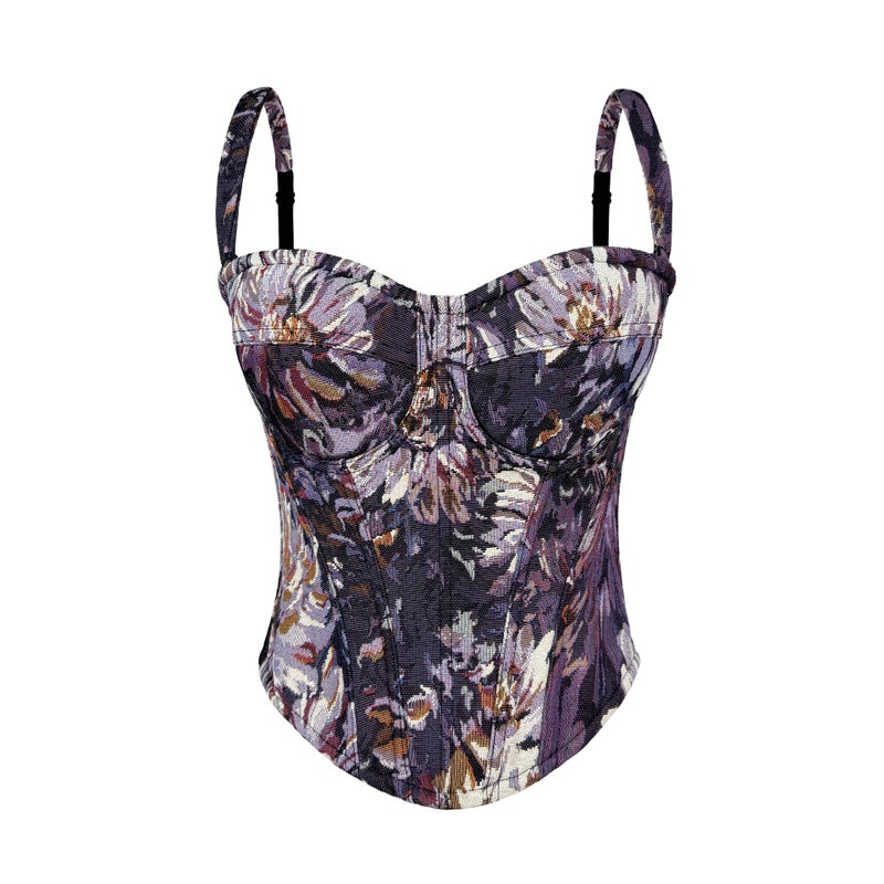 Women's Retro Corset Bustier Top with Padded Cups and Removable Straps - Image 3