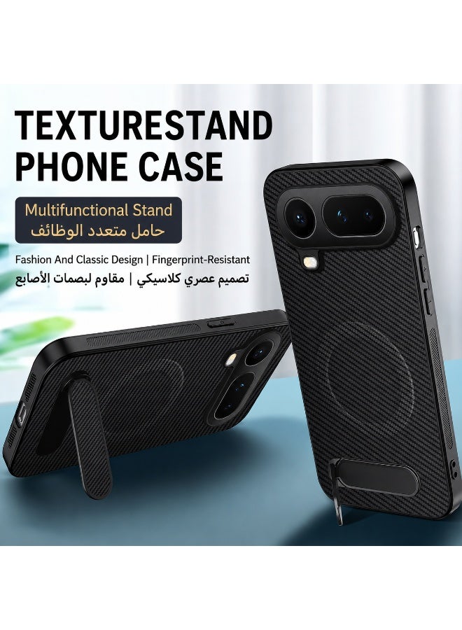حافظة مغناطيسية Honor 600 Pro MagSafe، غطاء هاتف مصنوع من جلد ألياف الكربون مع مسند 360 درجة، حماية كاملة للجسم ضد الصدمات، حافظة واقية رفيعة مضادة لبصمات الأصابع - Image 4