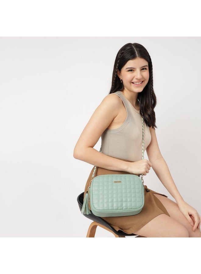 Fastrack Quilted Structured Sling Bag with Metallic Chain Strap and Tassel for Women, Girls and Ladies | Ladies Purse Handbag | Slings for Casual Carry - Image 2