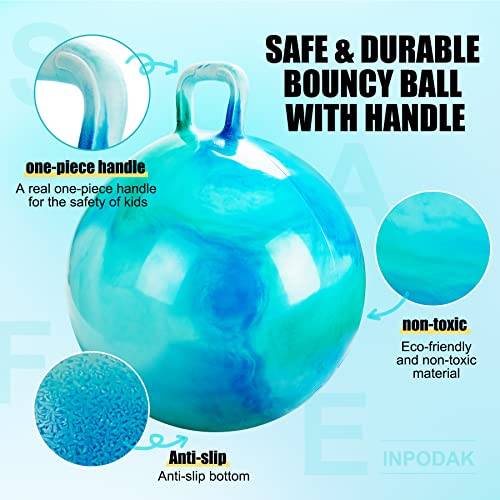 INPODAK Hopper Ball 22 Inch Bouncy Ball with Handle for Kids, Hippity Hop Jumping Bounce Hopping Toy for Boys Girls Ages 7-12 with Pump and Gift Box Great Gift for Birthday Holiday - Image 4