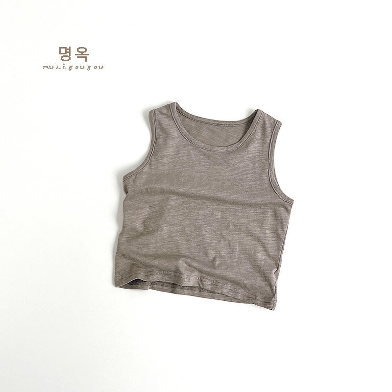 Children's Bamboo Cotton Sleeveless T-Shirt – 8-Color Trendy Summer Top for Boys and Girls - Image 1