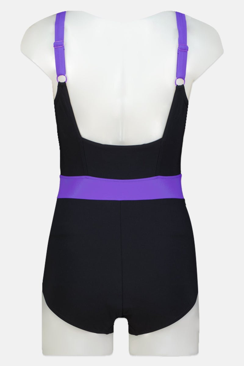 speedo Women Embroidered Logo Crystal Shine One Piece Swimsuit, Black - Image 2